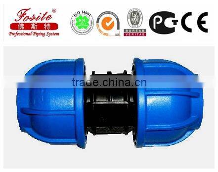 Factory selling PP Compression Fittings Tee, Elbow,Coupler,etc for Irrigation with high quality and competitive price