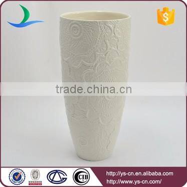 Hot promotion floral design embossed dolomite ikebana vases wholesale