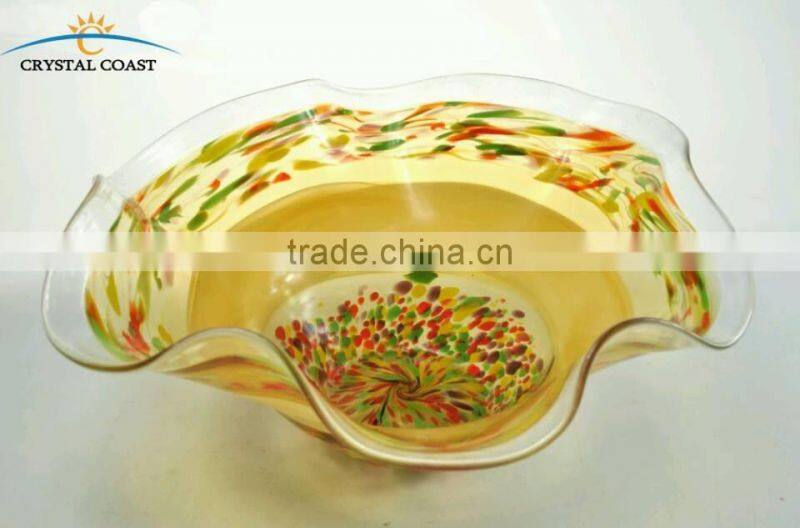 elegant wholesale borosilicate decorative round flat hanging wall glass plates for home decoration