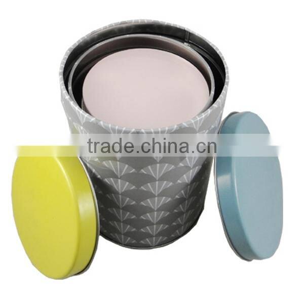 custom punched tin as 3 sets round tin