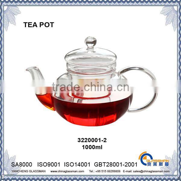 hot sale fancy borosilicate glass tea pot TP013
