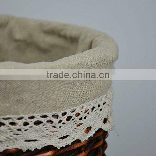 Round Wicker Laundry Basket with Lid and Linen Liner,Pack of 2