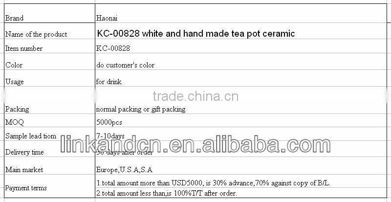 KC-00828 white and hand made tea pot ceramic