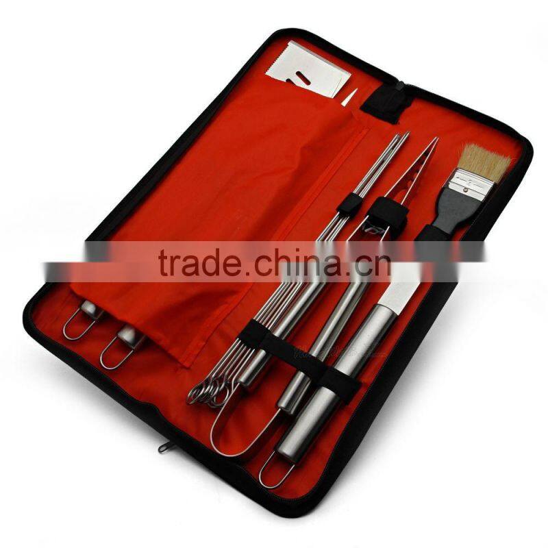 WS-BQ01 Outdoor stainless steel grill bbq tool set with apron portable bag