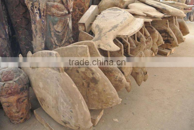Decorative carving wood fish sculpture