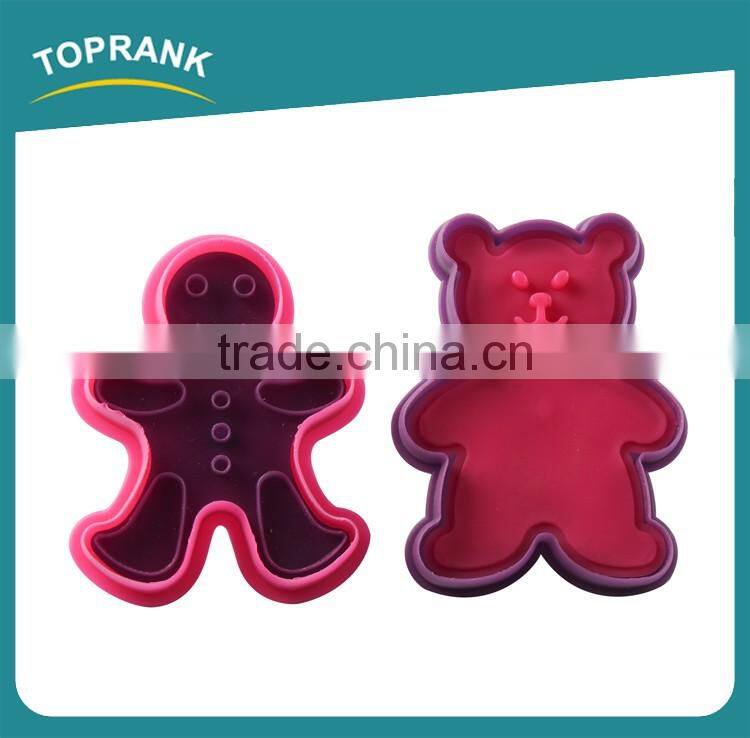 Toprank Custom Funny 3D Plastic Animal Shape Plunger Cookie Cutter Cookie Stamp