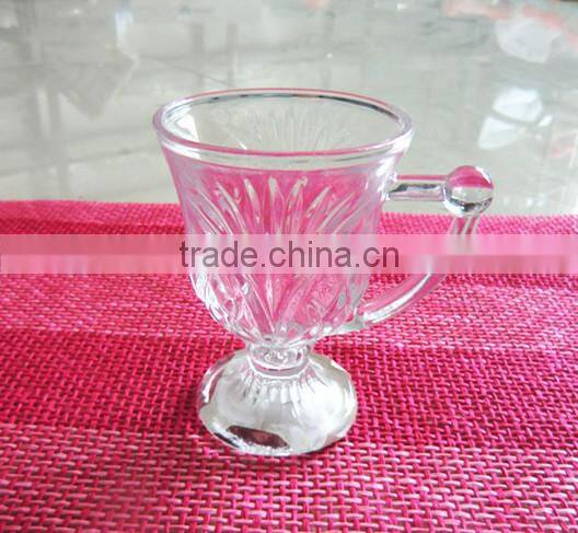 Stylish Home Essential Mini Clear Pedestal Tea Glass Cup with Handle