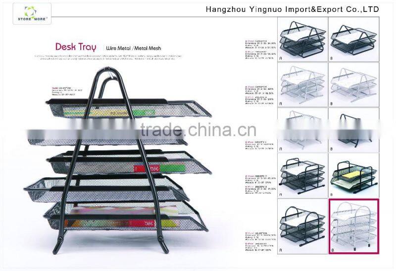 Large 5 Tiers Metal Mesh Desk Organizer Document Tray