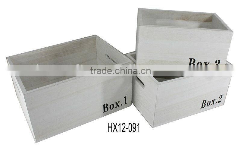 Rectangular Bamboo Storage Basket with lid S/3