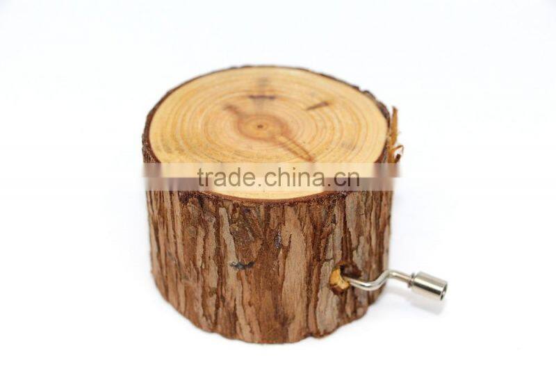 Wooden Music Box, Natural Wood Stump Music Box, Eco-friendly Music Box for Kid Gift