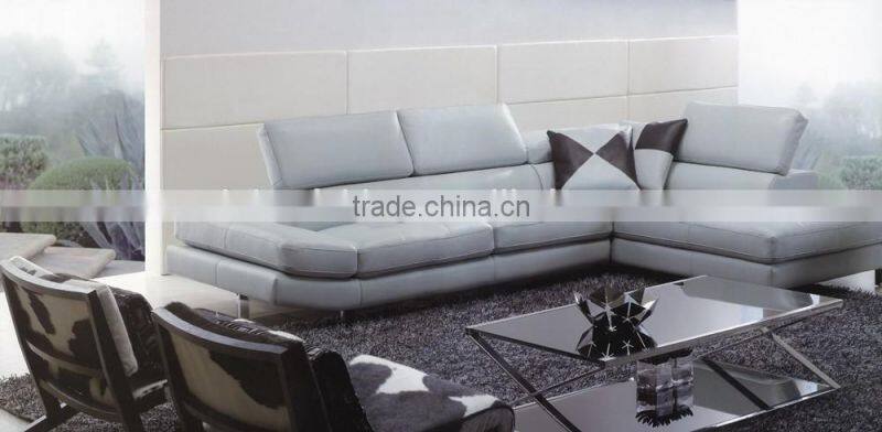JR8019 elegant chic contemporary white cow leather L shape living room luxury sofa set home furniture new alibaba design