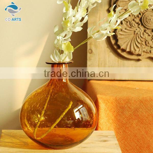 Specialized design clear brown recycled vintage glass vase