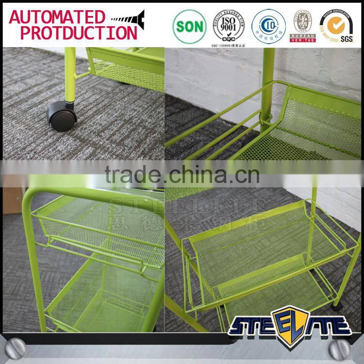 Small mobile steel 4 wheels food trolley for storage