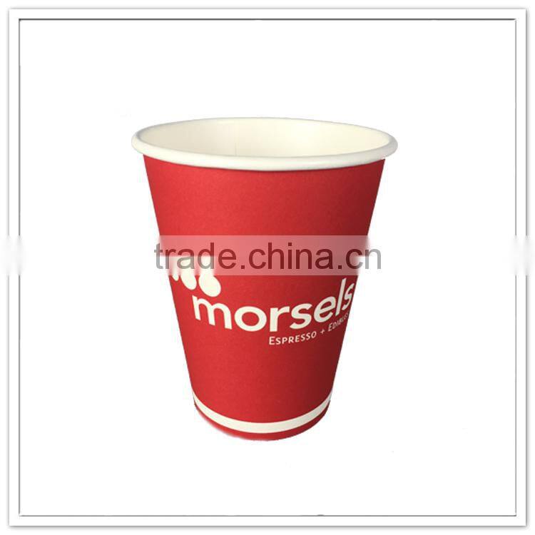 Hot selling red color printing 12oz disposable coffee paper cup