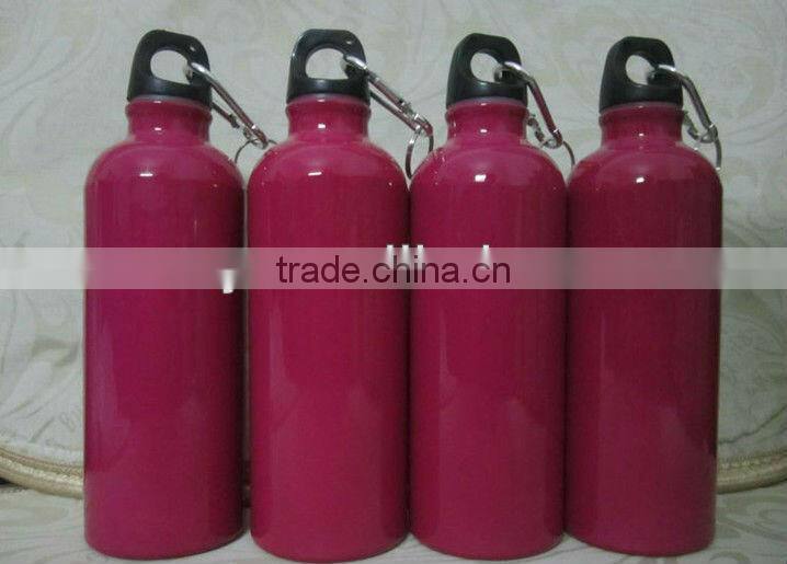 500ml with heat transfer logo and carabiner lid for aluminum sport water bottles