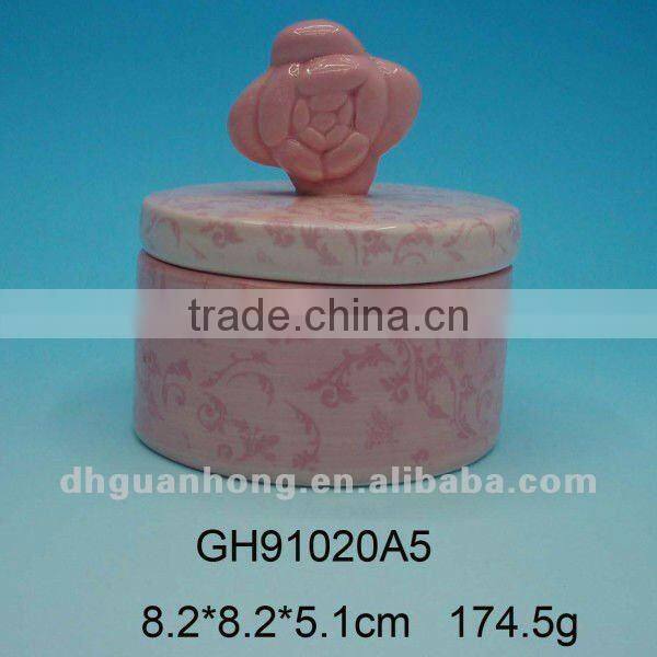 pink color ceramic storage containers with lid