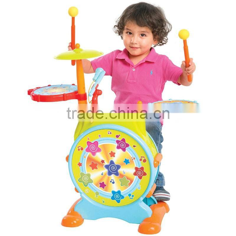 2016 Best sell cheap musical plastic electronic drum set toy for kids