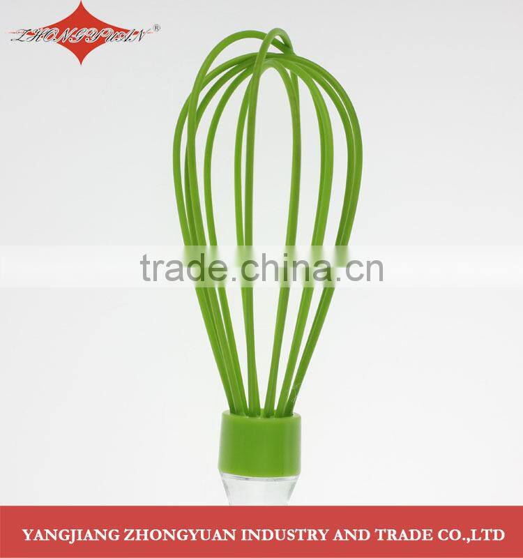 Food grade egg tool silicone coated head wires egg whisk with plastic handle