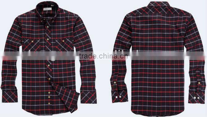 Men's 100% cotton twill plaids flannel fashion shirt with long sleeves