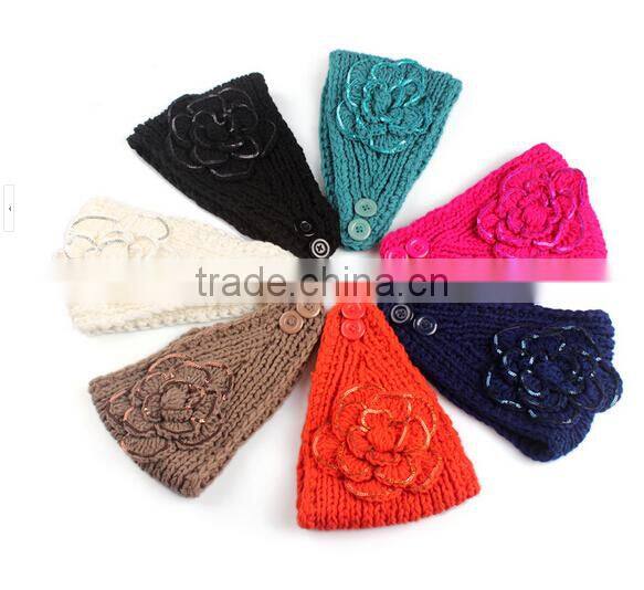 2014 Fashion knit Flower head wrap multifunction headwrap