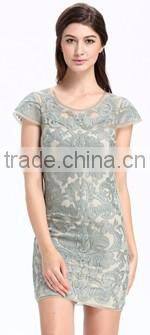 2017 Embroidered Red Cloth Woman Model Midi Dress