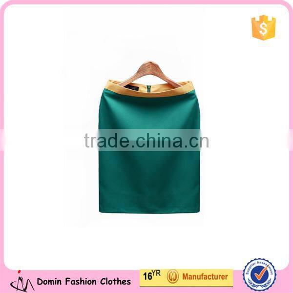 2015 Fashion OEM Sexy Bodycon Business Casual Green Color Straight Pencil Skirt