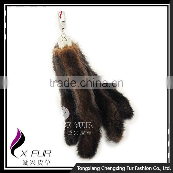 CX-R-20 2016 New Fashion Handmade Mink Tail Fur Metal Keyring