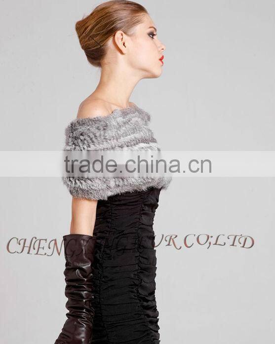 CX-B-26C Genuin Rabbit Fur Knitted Fashion Scarf