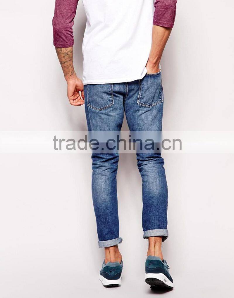Custom high quality mens ripped jeans