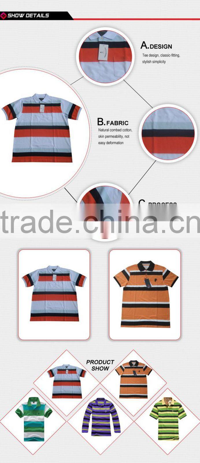 OEM striped mens softtextile polo shirt