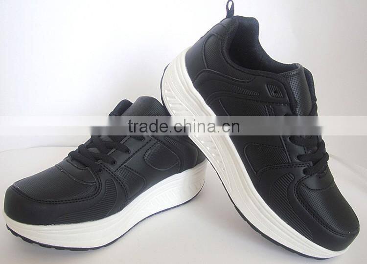 Good supplier PU outsole black upper women shoes with white sole