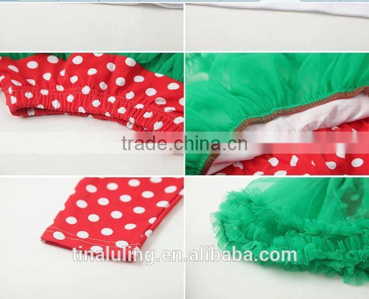 New 2015 Fashion Baby Girls Christmas Clothing Children Santa Claus t shirts+Polka dots legging skirts 2pcs outfits