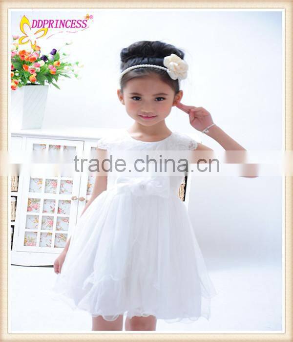 2015 white flower wedding dress tulle dress for children