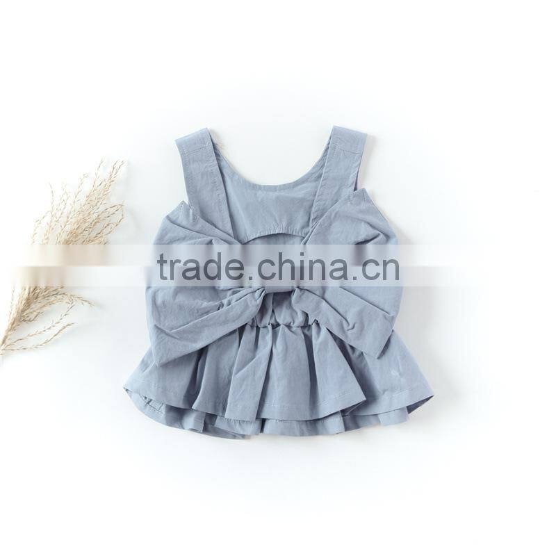 Instagram Design Sleeveless Bowtie Singlet Woven Cotton Fabric Baby Clothes