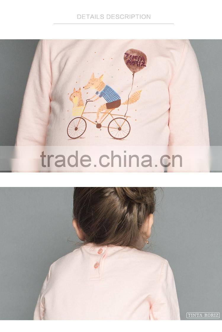 2017 Spring Girls t Shirt With Pattern 100% Cotton Children Clothing Long Sleeve Kids T Shirt