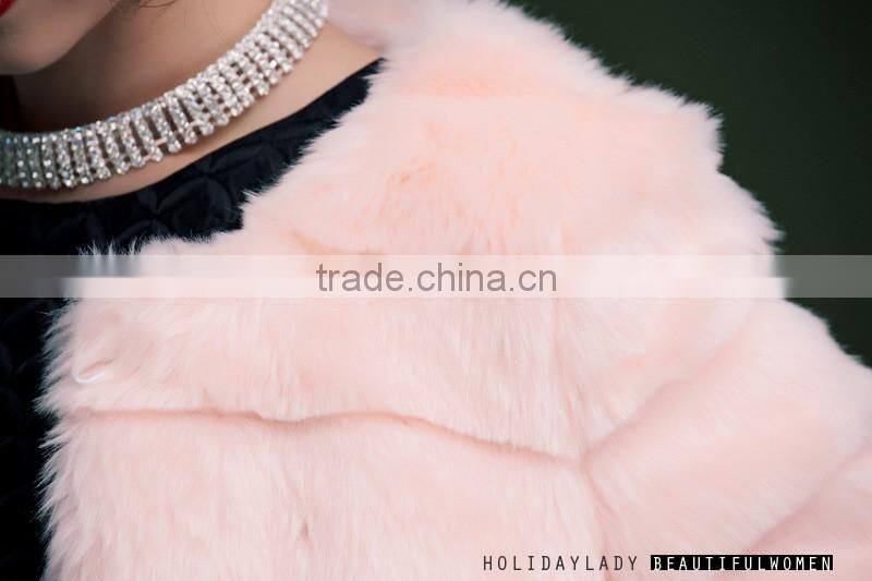 Ladies keep warm winter and autumn short thicken woman rabbit fur coat lady faux fur pure collar jackets