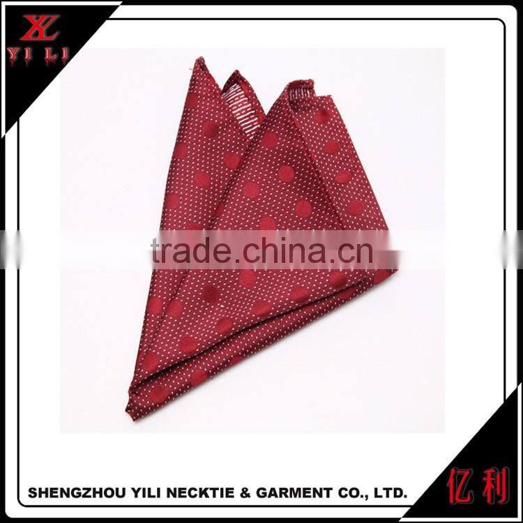 Cheapest Red color 100%polyester woven custom pocket square