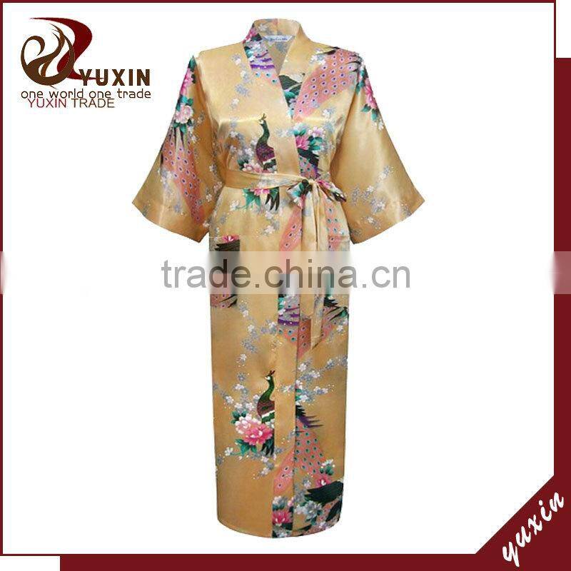 Women robe Peacock Satin NightGowns,Satin Night Dress NG015