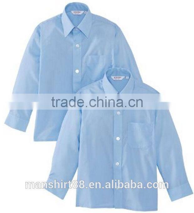2016 35% cotton 65% polyester boy's long sleeve school shirt