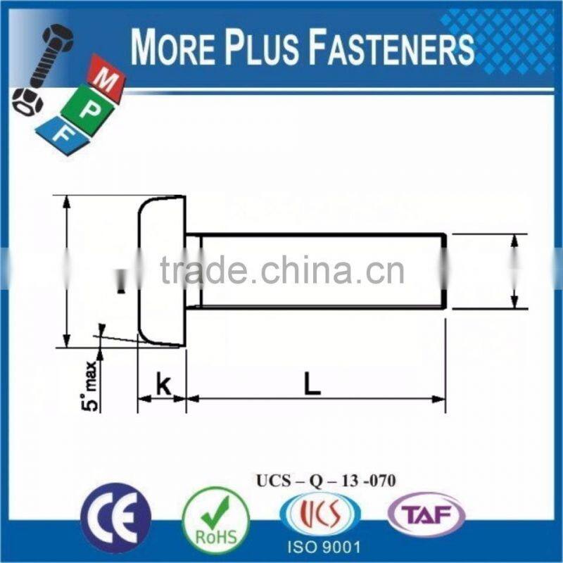 Made in Taiwan DIN 85 ISO 1580 Slotted Pan Head Machine Screw DIN 85
