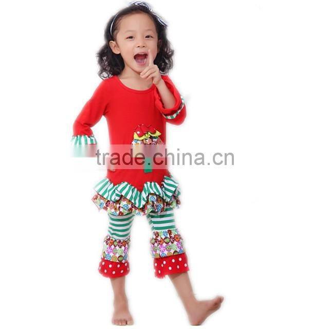 Wholesale girls clothing christmas boutique girl sweet clothing tops and pants set