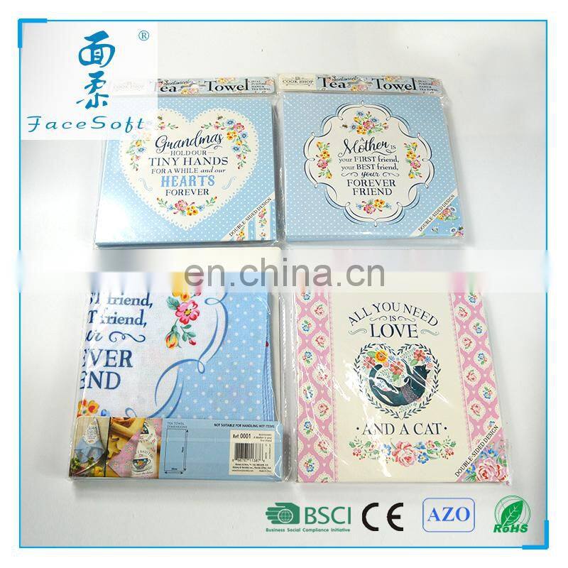 Heat transfer Printed microfiber tea towel polyester tea towel with personalized printing for kitchen cleaning