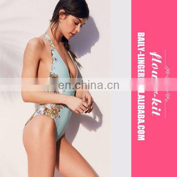 omen Sexy Hanging Neck One-piece Swimwear Bikini Set Hot Girls Swimming Diving Stylish Beachwear Swimsuit Bathing Suit