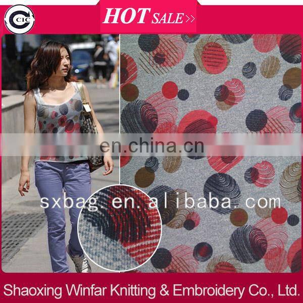 shaoxing winfar melange polyester spandex knitting custom printed fabric design for garment