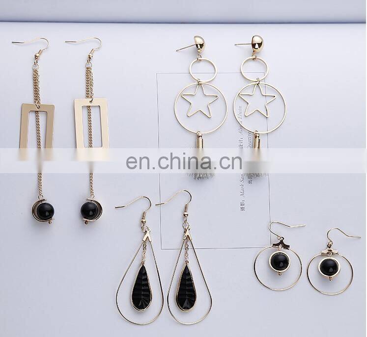 Contracted Han Guoer nail female long tassel earrings hand geometry eardrop asymmetric earrings wholesale pearl earrings