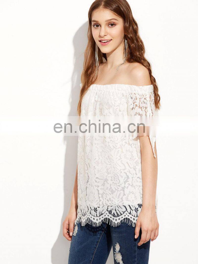 2017 summer lace flower shirt one shoulder shirt cute short slevee shirt for ladies