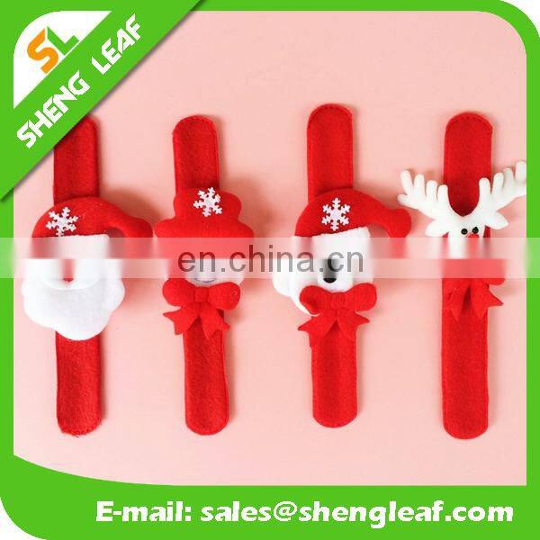 wholesale plush slap bandled x-mas slap bracelet fashion party christmas bracelet kids hot sale christmas bracelet