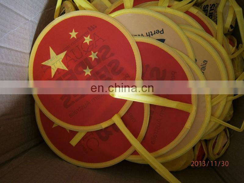 Cheap decorative hand shape customized foldable frisbee fans