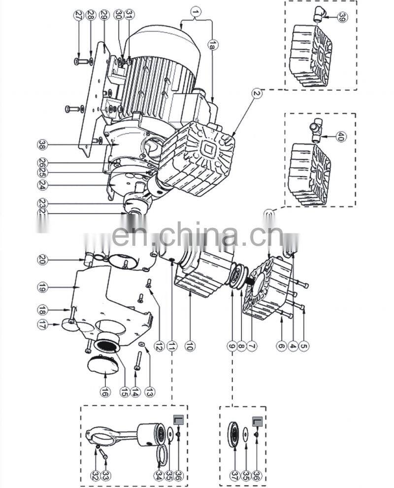 Oil free Rocking Piston High pressure Air Compressor Head Vacuum Pump