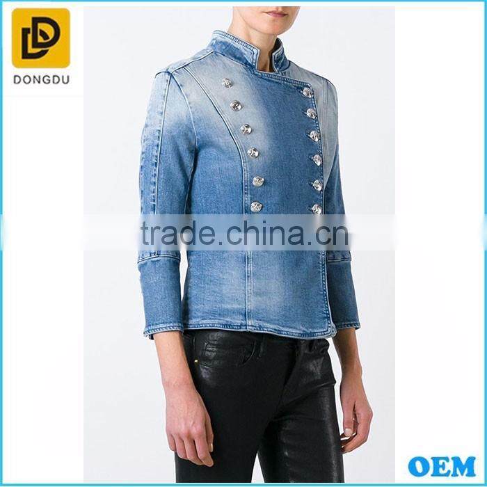 Hot sale Double breasted denim jackets for women